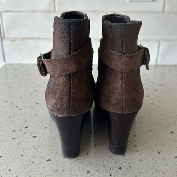 Ralph Lauren Yasline Women’s Brown Suede Leather Wedge Heeled Ankle Booties Sz 6 - Picture 5 of 12